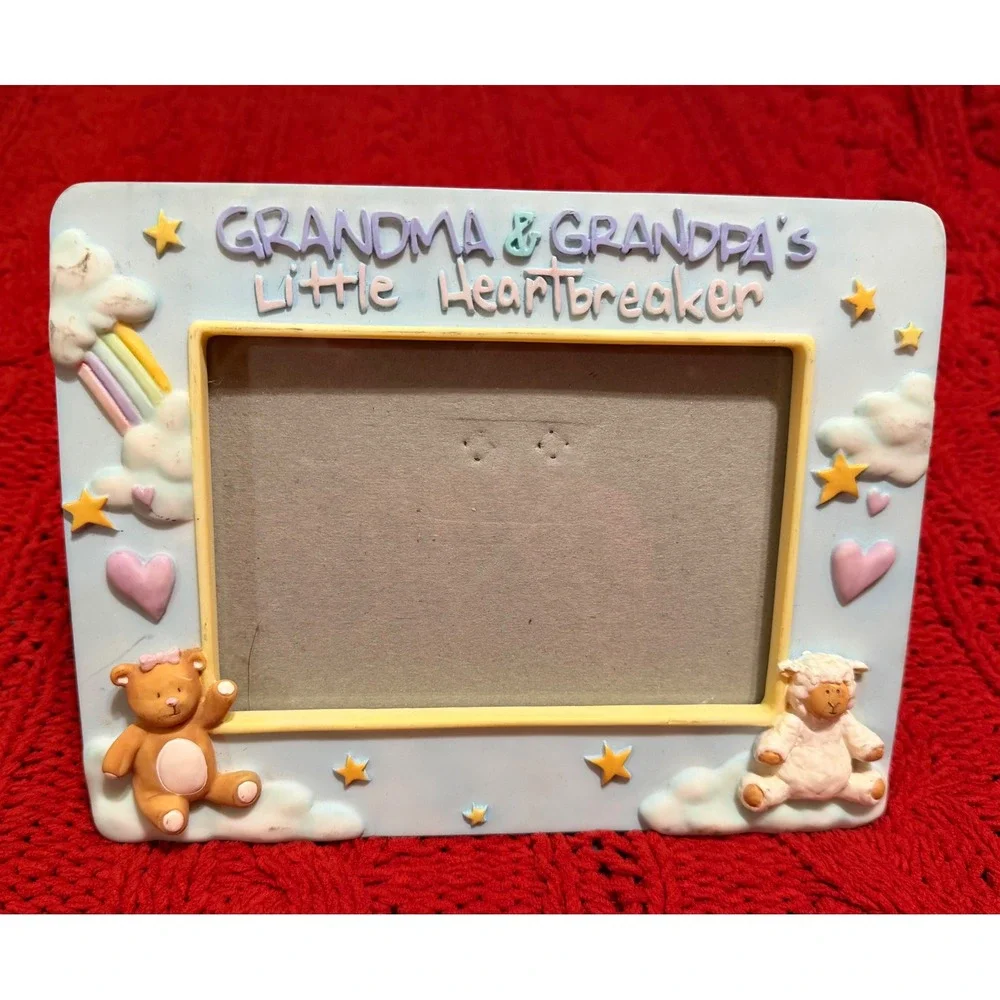 Russ Berrie Grandma & Grandpa's Little Heartbreaker Ceramic Picture Frame 24829